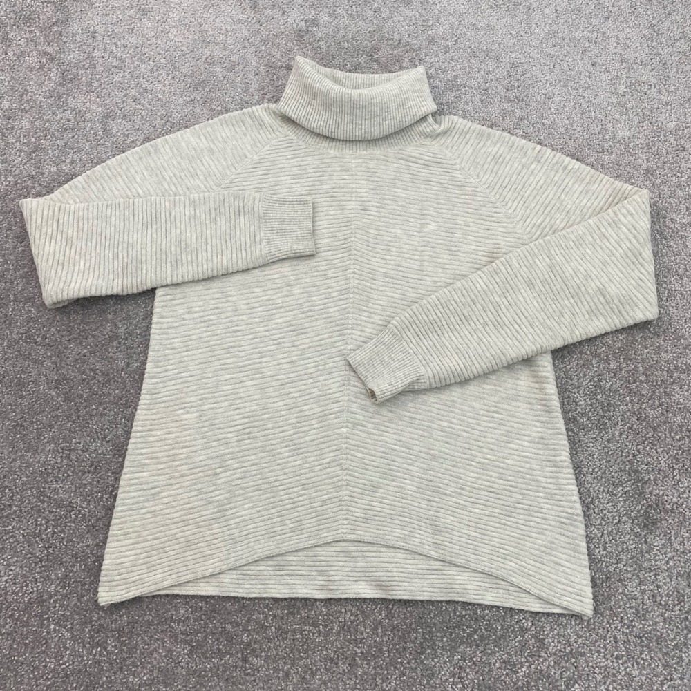 Kuhl Merino Wool Blend Sweater Women Small Oatmeal Ribbed Turtleneck Cabin Cozy